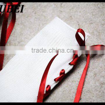 Bandage Bow Princess Cotton Black and White Students Young Girl Tube Short Socks photo-5