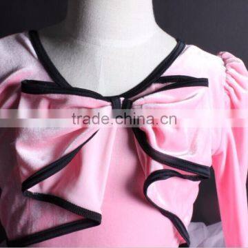 2017 Newly!! Lovely Pink Velvet Tight Uniforms, Long Sleeve Ballet Uniforms photo-2
