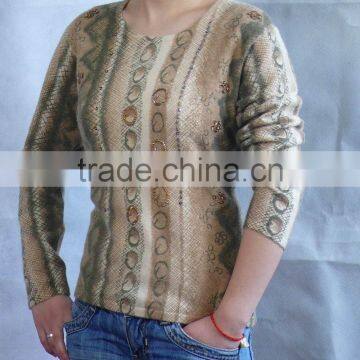 ladies sweater zipper cardigan print sweater