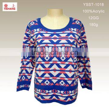 Jacquard sweater 100%Acrylic design for women sweater in the Spring