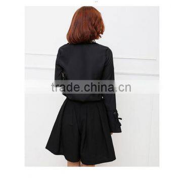 Hot Sales!!!2017 Latest Ladies Black Lace v Neck Chiffon Shirt photo-4