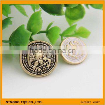 Golden White 18mm 23mm Birds Pattern Coat Metal Buttons For Garment