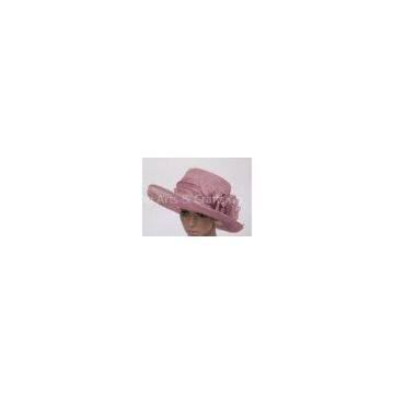 12cm Light Purple Sinamay Ladies Church Hats With Roll Up Brim For Party