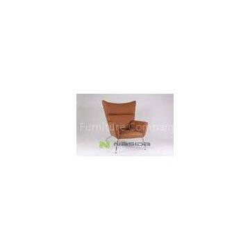 Outdoor or Restaurant Carl Hansen Wing Chair , Brown Leather Living Room Lounge Chairs