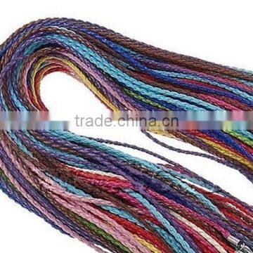 Mixed Colors Braided Faux Imitation Leather Necklace Cord 3mm