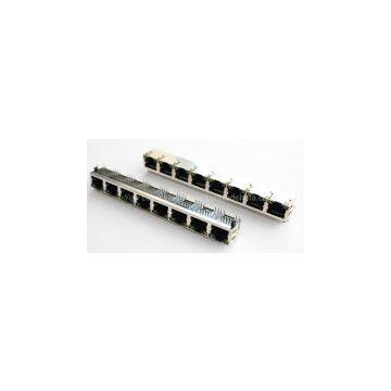 RJ45 with led EMI 1x8 connector 8p8c pcb jack sheild socket