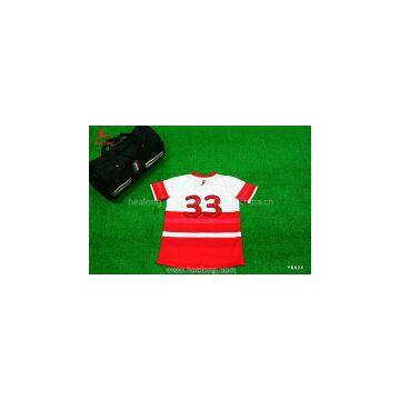 Red Color Youth Baseball Jersey Top Uniform Shirts photo-2