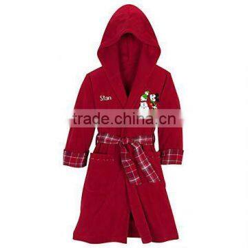 100 pct polyester super soft coral fleece children bathrobe with hood