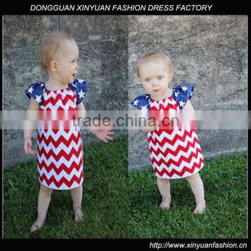 Fourth of July Chevron Peasant Dress for Baby Girl XYD2812