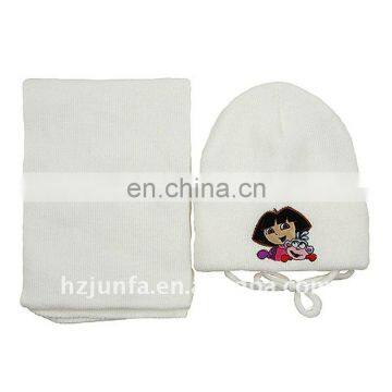 fashional design cuter warmful knitted children beanie scarf set