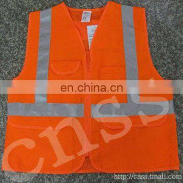 Red mesh fabric high visibility reflective safety vest