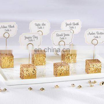 In Stock Wedding Party Decoration Gold Glitter Cube Place card Holders