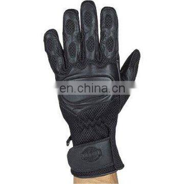 HMB-2096A MOTORCYCLE LEATHER GLOVES GEL PALM GRIP BLACK