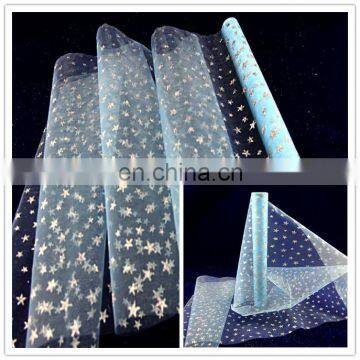 2016 best selling christmas wrapping packing roll glitter star dot printed organza gift wrap