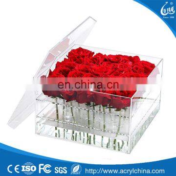 Wholesale clear wedding flower acrylic box, beautiful acrylic rose flowers display boxes