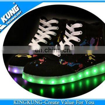 New design Splash-ink Black LED shoes