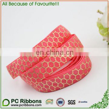 gold foil printed 5/8" fold over elastic ribbons