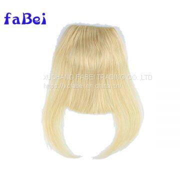 Women Human Hair Clip In Bangs Fringe Blonde Hair Extensions Front on Brown Black Blonde