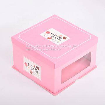 Good price High quality paper pink cake box with visible window