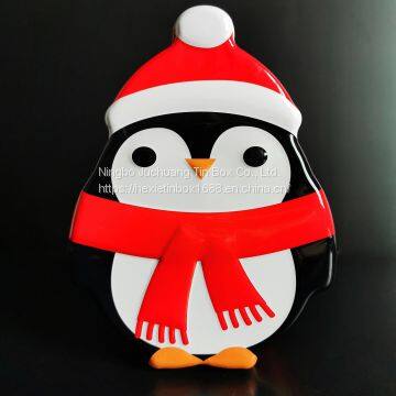 Shaped Tin With Sample Available Customized Christmas Penguin Tin