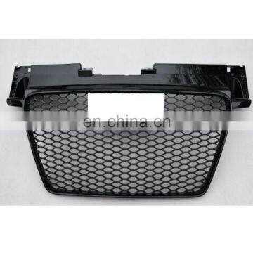 Front Bumper Center Black Grille Silver Ring Trim 07-14 TTRS Style For AUDI TT