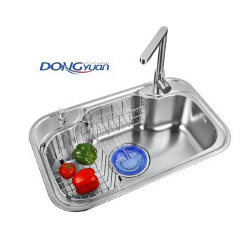 Guangdong Dongyuan Kitchenware 750×480×220mm POSCO SUS304 Stainless Steel Single Bowl Drop In Workstation Drawn Kitchen Sink (DY-517)