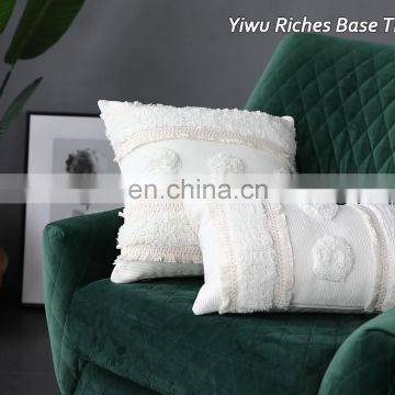 Wholesale Decorative Boho Style Sofa Use Throw Pillow Cushion Cover  Boho Tufted Pillow case with lace