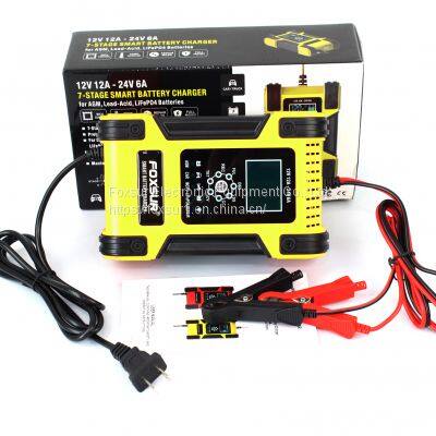 FOXSUR 12V24V 12A Touch Screen Pulse Repair LCD Fast Power Charging Wet Dry Lead Acid Digital LCD Input Voltage: 100-240V AC photo-3