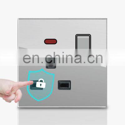 EU/UKl Standard 45A Wall Button Switch 86mm*86mm Tempered Glass Panel Socket And Switch Electrical With LED Light photo-5