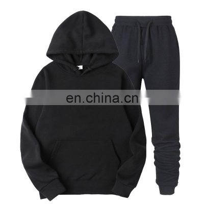 Best seller wholesale loose hoodie pullover fitness pants with pocket sweatshirts hoodie set Custom logo two piece suit