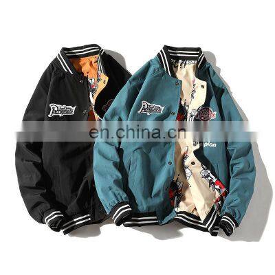 2021 Spring and Autumn Graffiti Women Loose and Versatile Double-sided Wear Jacket Couple Baseball Uniform Student Flight Jacket photo-4