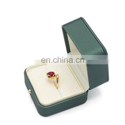 High-end custom Ring packaging boxes pu  leather jewelry ring box