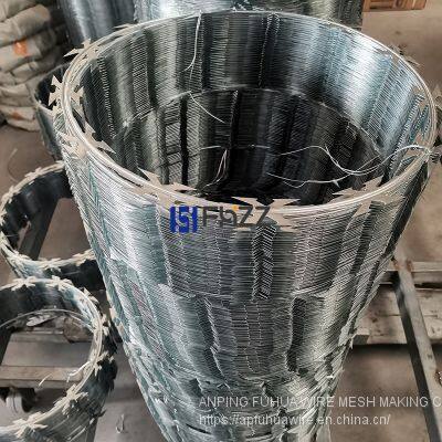 High Security Galvanized Razor Wire Cbt-60 45cm Diameter Galvanized Concertina Barb photo-4