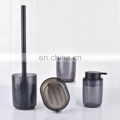 Wholesale clear black plastic 4pcs bathroom sets bathroom accessories