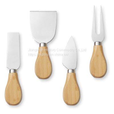 Wholesale Bamboo Wood Cheese Boards and Knife Set Bamboo Serving Platter Cheese Cutting Board Set photo-4