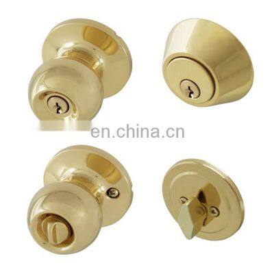 Combo lock satin nickel antique brass polish brass cylindrical tubular knob & single deadbolt combination door locks lockset