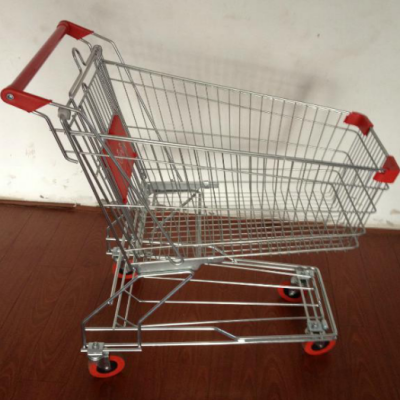 60L Asia 4-inch PVC red wheel Steel Shopping Trolley for Supermarket