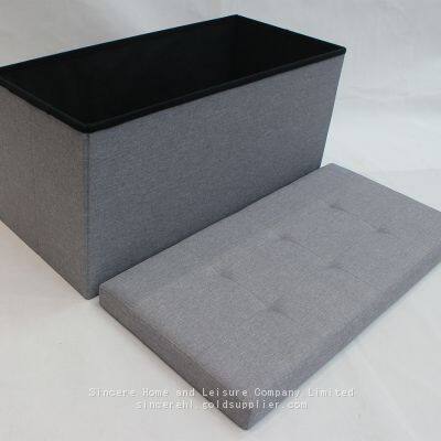 Foldable Storage Linen Ottoman-Grey