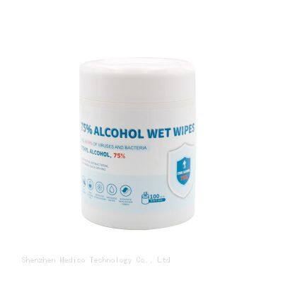 80 PCS Canned Medical Disinfectant Non-woven 75% Alcohol Wet Wipes for Personal Cleansing Moisturizing Hand