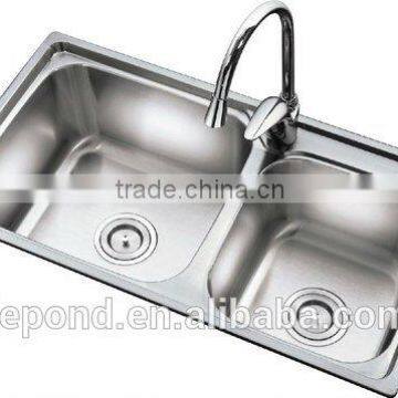Hot Offer Undermount Double Bowl Stainless Steel Kitchen Sink With Tempered Glass photo-2