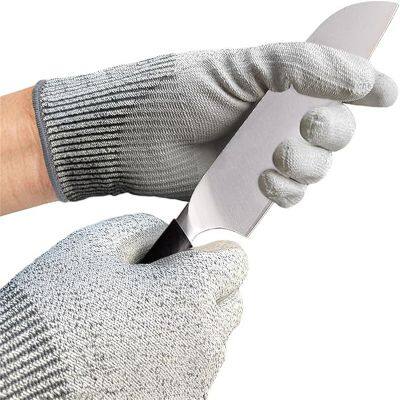 Cut Proof Rated Level 5 ANSI A5 13G HPPE Liner PU Coated Cut Resistant Gloves Best Cut Gloves