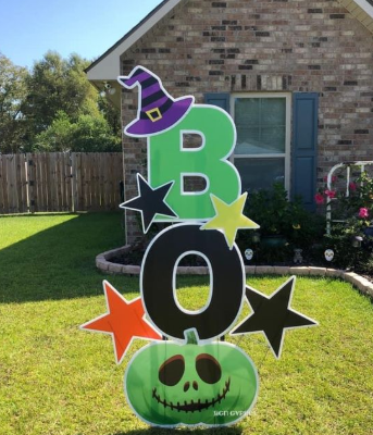 Custom Printed PP Corrugated Plastic Yard Signs – Halloween “BOO” Outdoor Decoration Boards