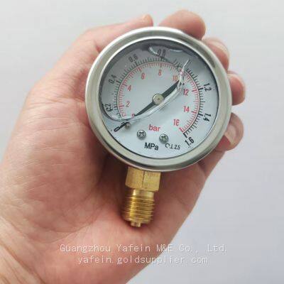 Pressure Gauge 0-16bar/1,6MPa Heavy-duty Double Scale Radial Low-pressure Stainless Steel Shock-resistant Pressure Gauge
