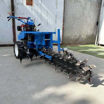 Chain Trencher Diesel Hand-guided Orchard Greenhouse Trencher Multi-functional Cable Conduit Burying and Trenching Machine photo-2