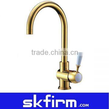 Gold-Plated Bathroom Faucet Brass Basin Water Mixer