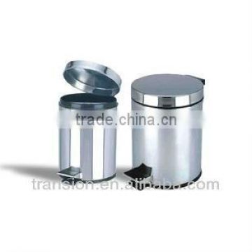 Hotel garbage can stainless steel flat cover ash-bins with foot pedal