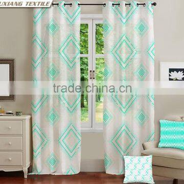 Terylene Fabric Geometric Pattern Bedroom Window Curtains Transparent