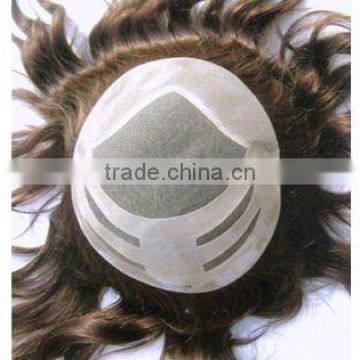 100% human hair high quality natural looking men's toupee