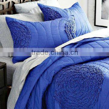 4pcs Jacquard Cotton Quilt Sets 205TC King Size Blue Color