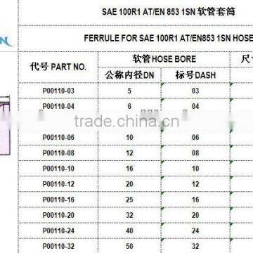 Used for Hydraulic Hose SAE100R1 Hose/1SN Carbon Steel Ferrule